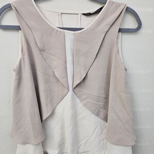 Zara Basic Cream and Gray Top